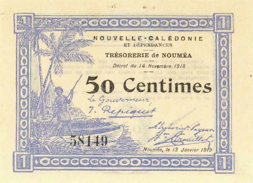 Front of New Caledonia p33b: 0.5 Franc from 1918
