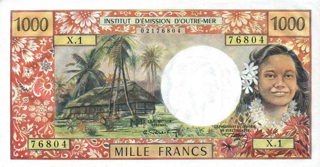 Front of New Caledonia p61a: 1000 Francs from 1969