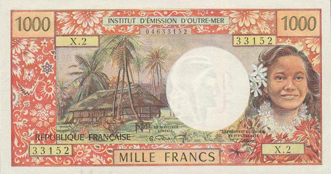 Front of New Caledonia p64a: 1000 Francs from 1971
