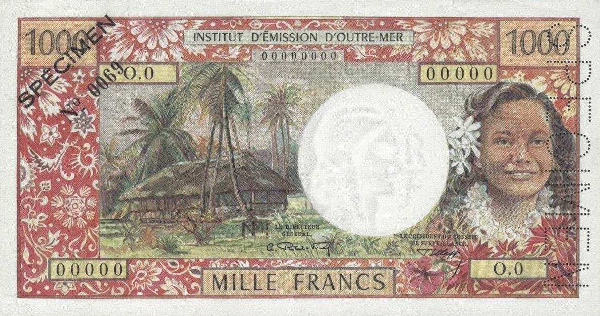 Front of New Caledonia p61s: 1000 Francs from 1969