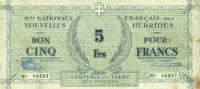 Gallery image for New Hebrides p1: 5 Francs