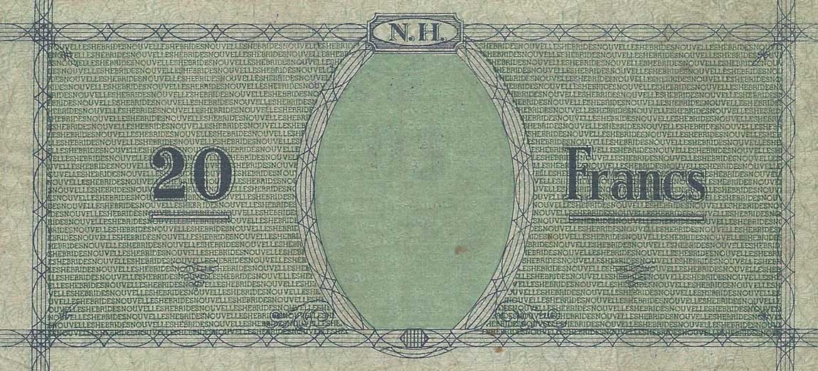 Back of New Hebrides p2: 20 Francs from 1943
