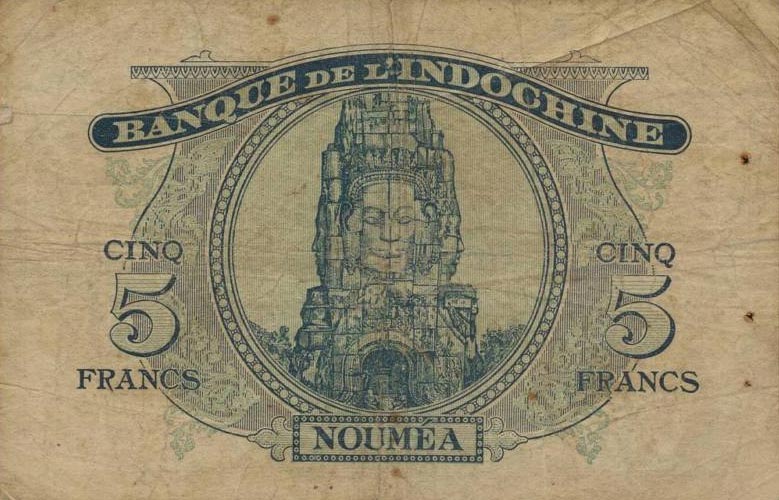 Back of New Hebrides p5: 5 Francs from 1945
