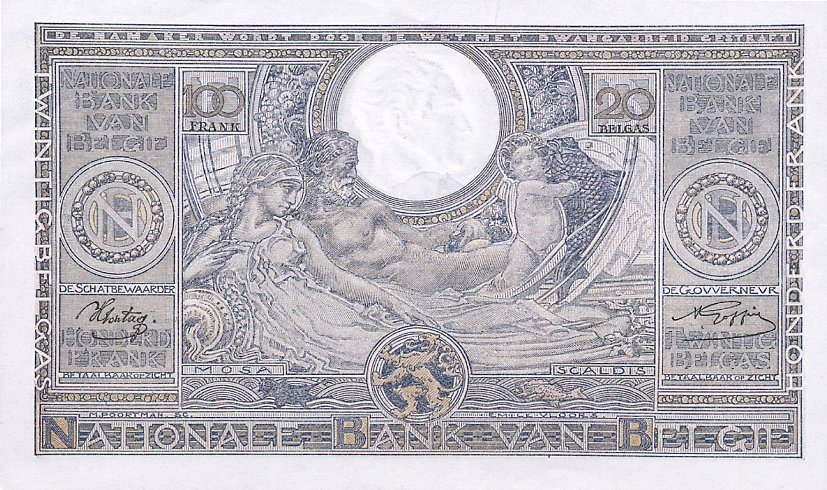 Back of Belgium p112: 100 Francs from 1941