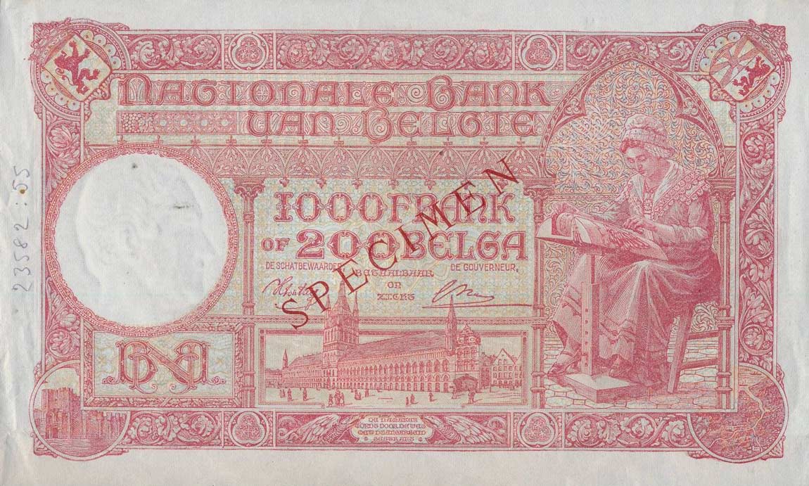 Back of Belgium p115s: 1000 Francs from 1944