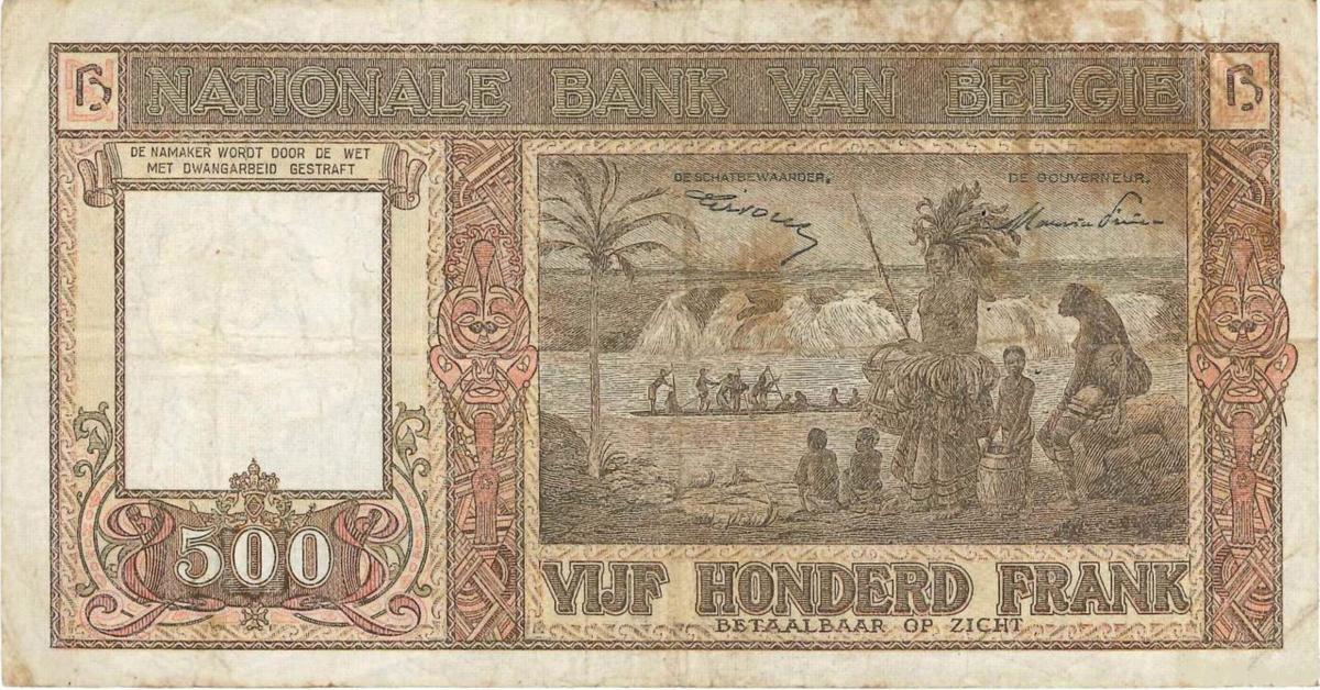 Back of Belgium p127b: 500 Francs from 1947