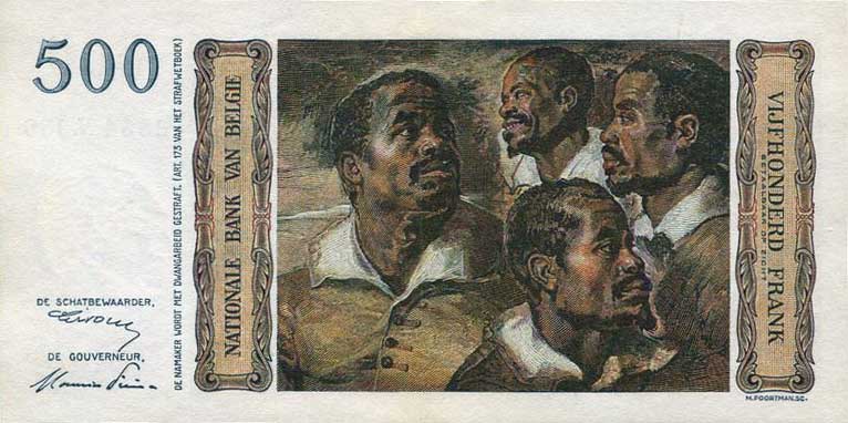 Back of Belgium p130a: 500 Francs from 1952