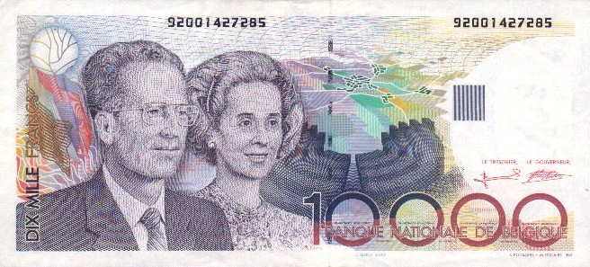 Front of Belgium p146a: 10000 Francs from 1992