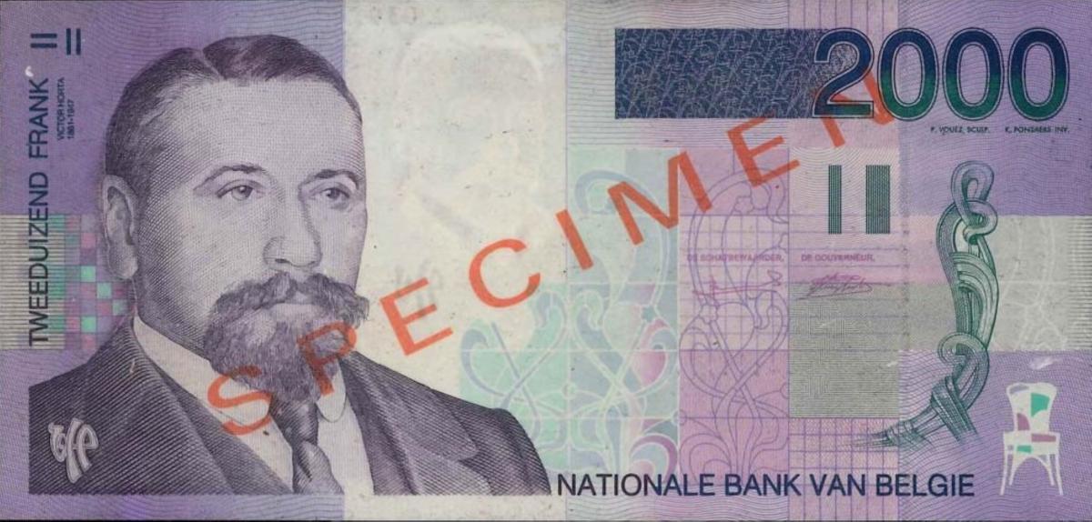 Front of Belgium p151s: 2000 Francs from 1994