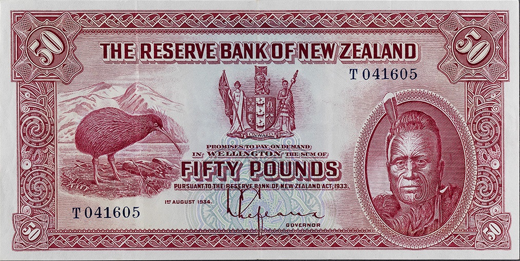 Front of New Zealand p157: 50 Pounds from 1934
