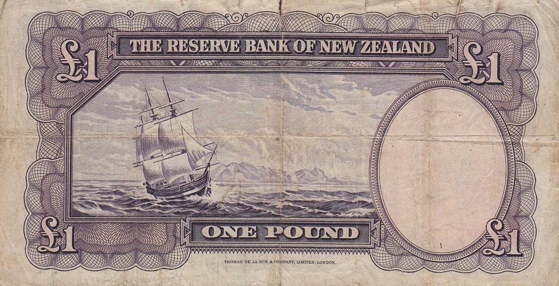 Back of New Zealand p159a: 1 Pound from 1940