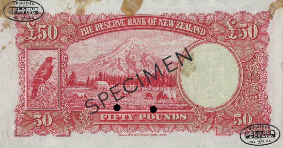 Back of New Zealand p162s: 50 Pounds from 1940