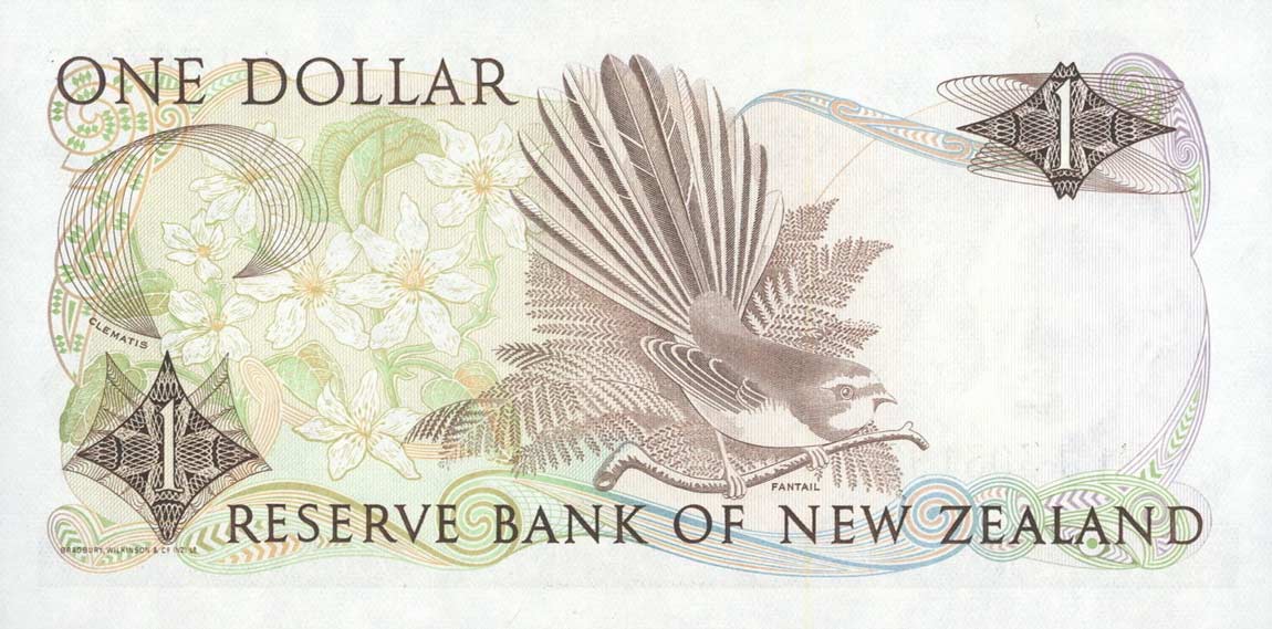 Back of New Zealand p169b: 1 Dollar from 1985