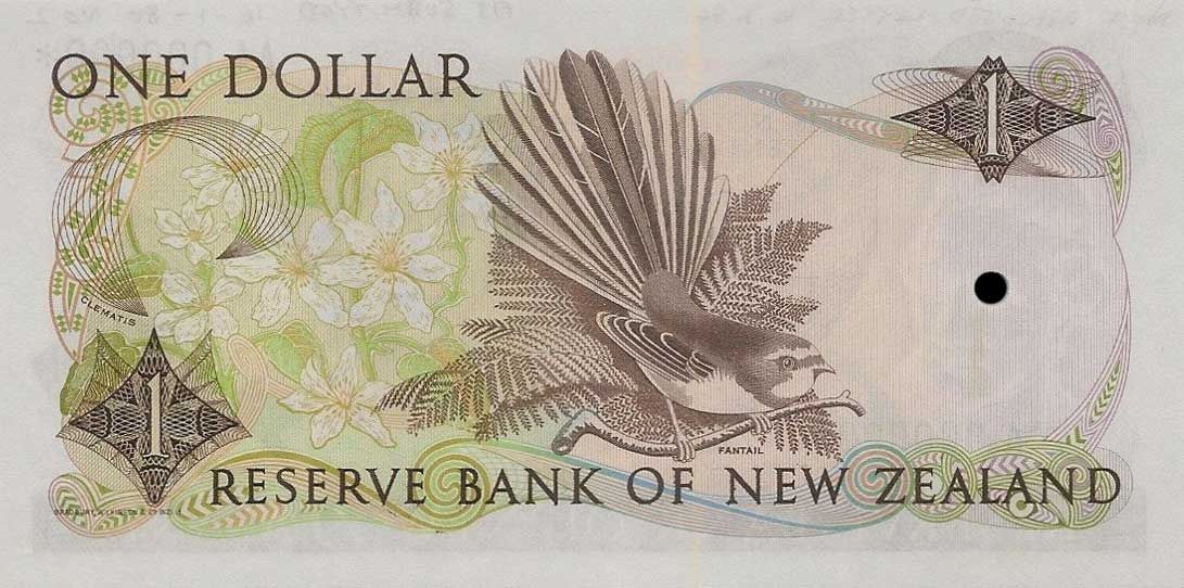 Back of New Zealand p169p: 1 Dollar from 1981
