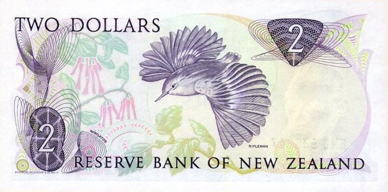 Back of New Zealand p170b: 2 Dollars from 1985