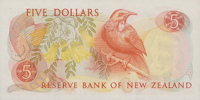Back of New Zealand p171a: 5 Dollars from 1981
