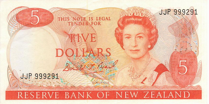 Front of New Zealand p171c: 5 Dollars from 1989