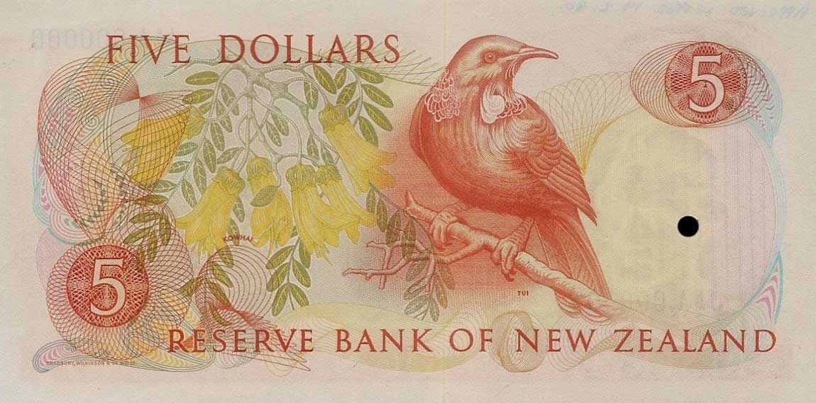 Back of New Zealand p171p: 5 Dollars from 1981