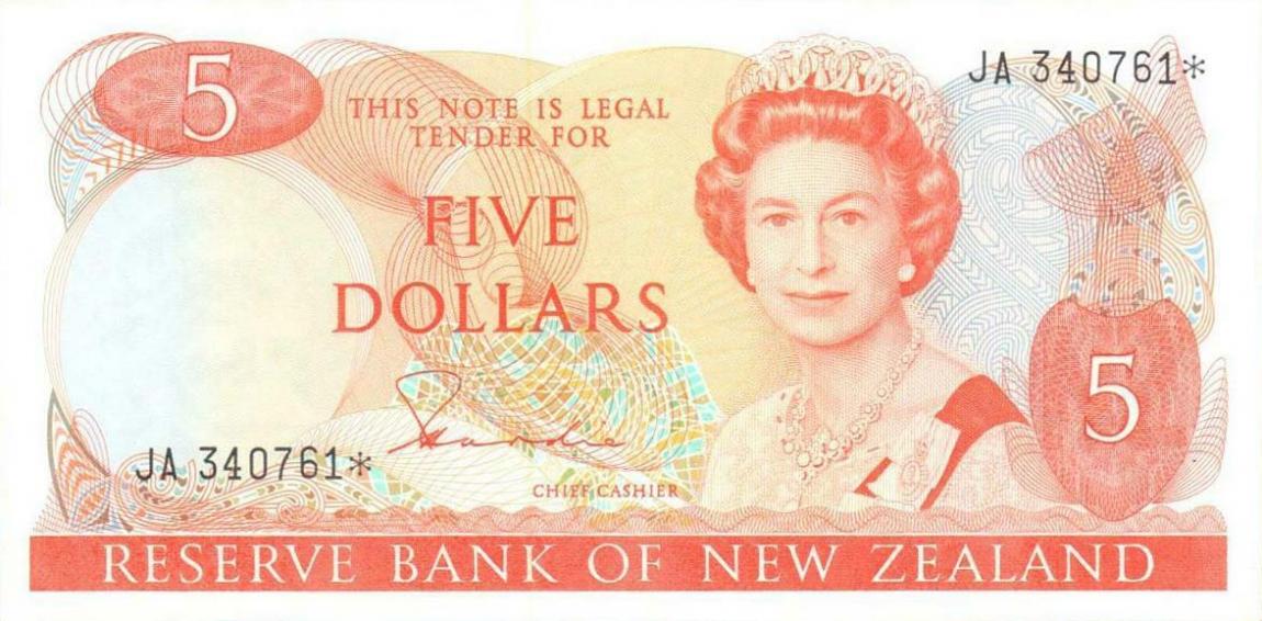 Front of New Zealand p171r: 5 Dollars from 1981