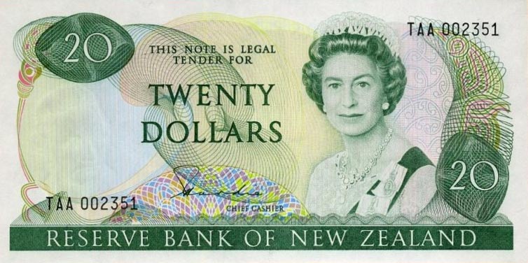 Front of New Zealand p173a: 20 Dollars from 1981