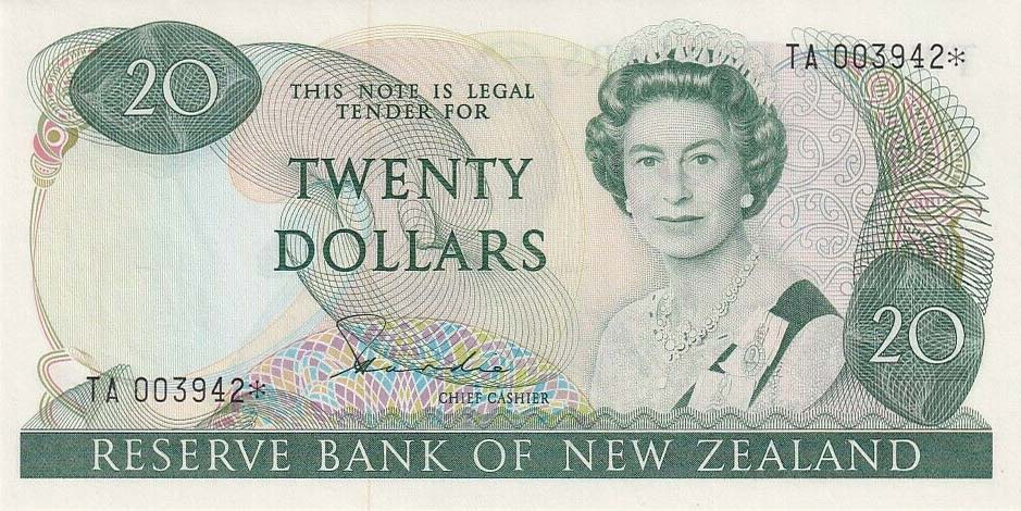 Front of New Zealand p173r: 20 Dollars from 1981