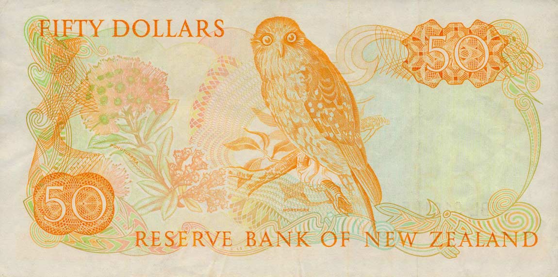 Back of New Zealand p174b: 50 Dollars from 1989
