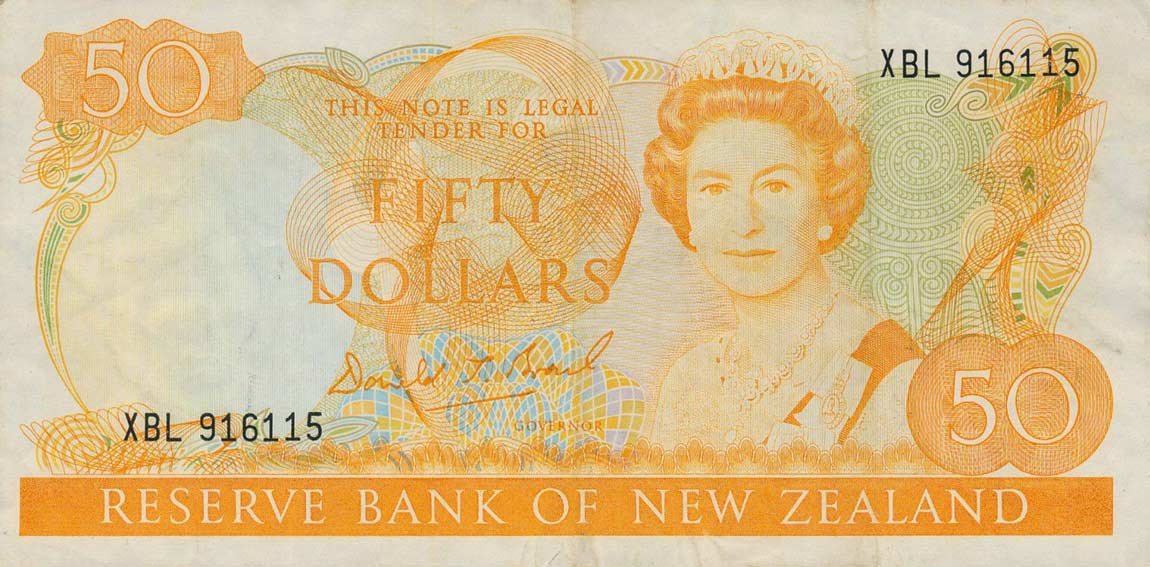 Front of New Zealand p174b: 50 Dollars from 1989