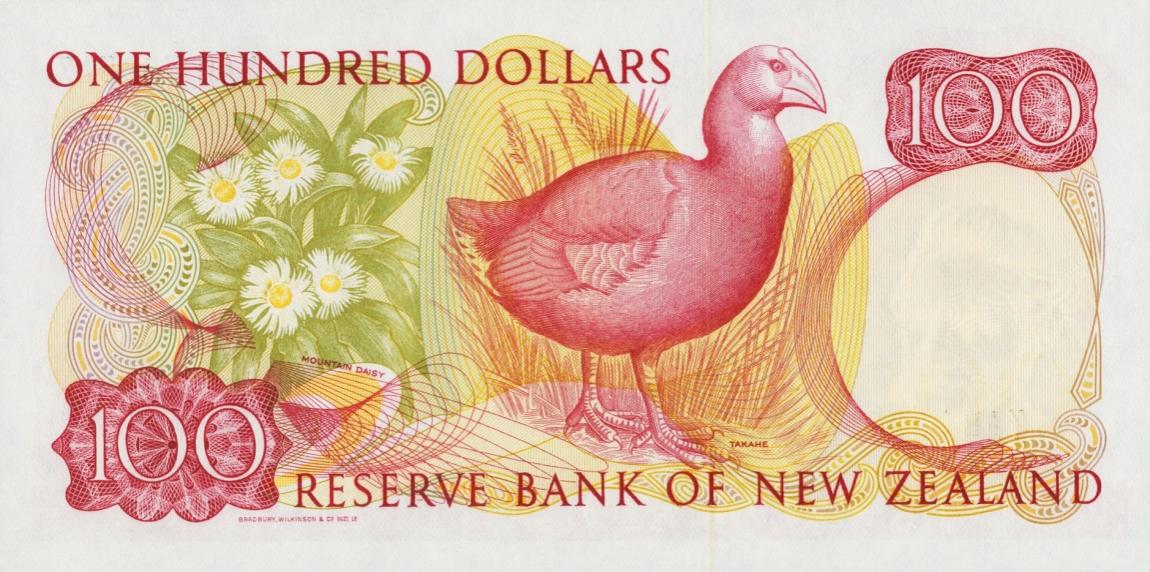 Back of New Zealand p175b: 100 Dollars from 1985
