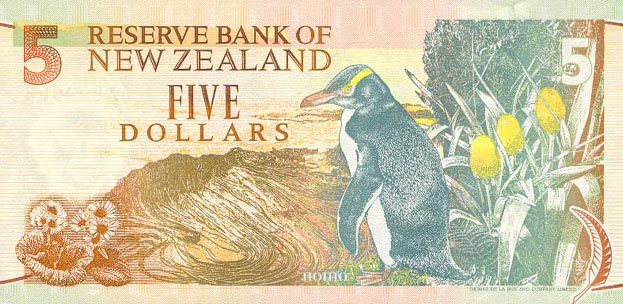 Back of New Zealand p177a: 5 Dollars from 1992