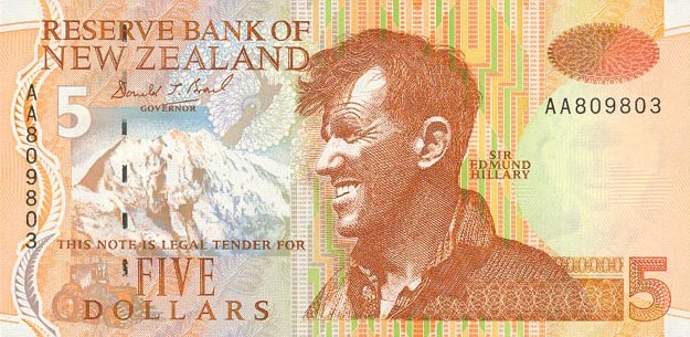 Front of New Zealand p177a: 5 Dollars from 1992