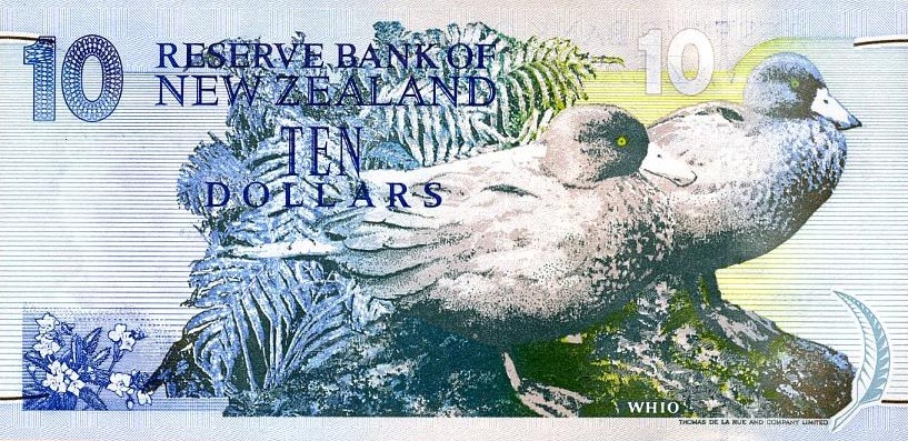 Back of New Zealand p182a: 10 Dollars from 1994