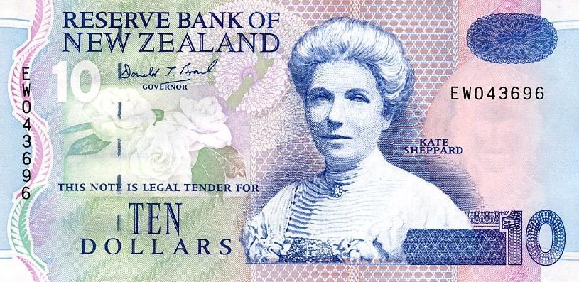 Front of New Zealand p182a: 10 Dollars from 1994