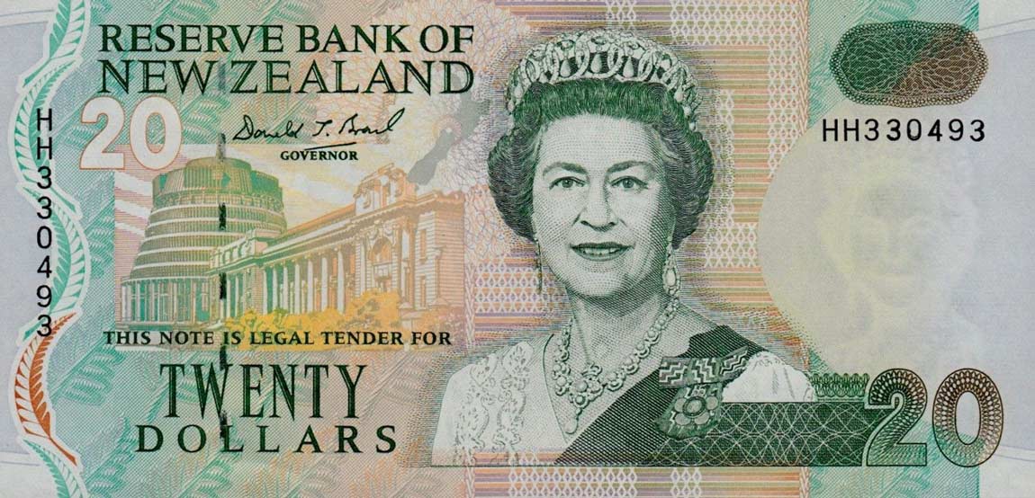 Front of New Zealand p183: 20 Dollars from 1994