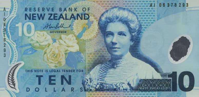 Front of New Zealand p186b: 10 Dollars from 1999