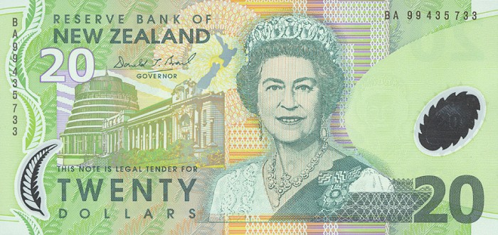 Front of New Zealand p187a: 20 Dollars from 1999
