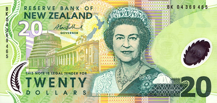 Front of New Zealand p187b: 20 Dollars from 1999