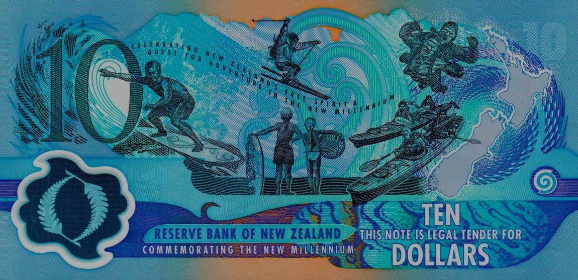 Back of New Zealand p190b: 10 Dollars from 2000