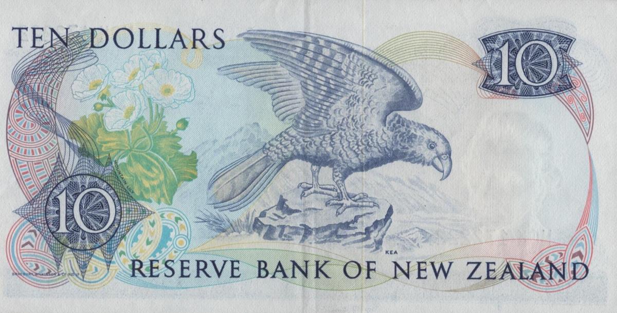Back of New Zealand p172a: 10 Dollars from 1981
