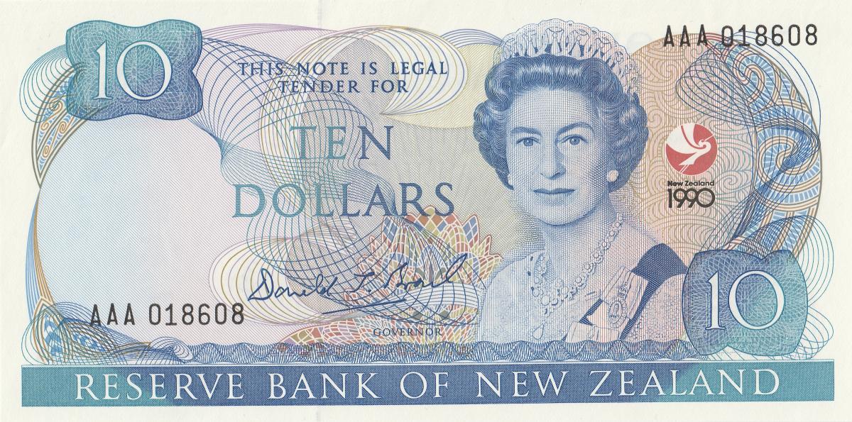 Front of New Zealand p176: 10 Dollars from 1990