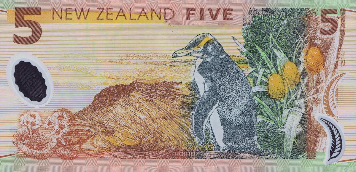 Back of New Zealand p185b: 5 Dollars from 1999