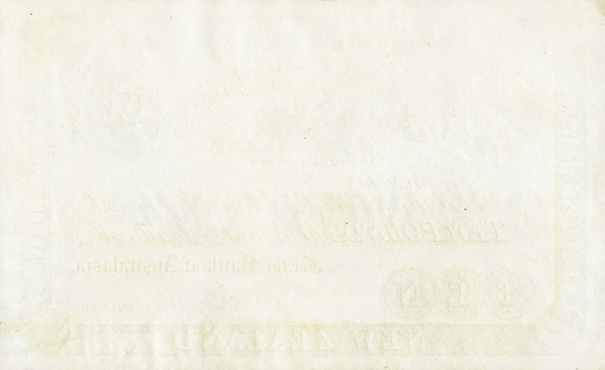 Back of New Zealand pS113e: 5 Pounds from 1867
