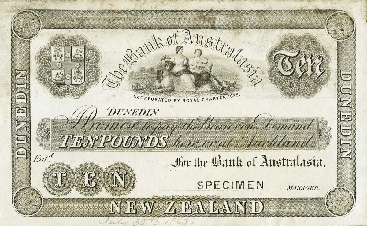 Front of New Zealand pS113e: 5 Pounds from 1867