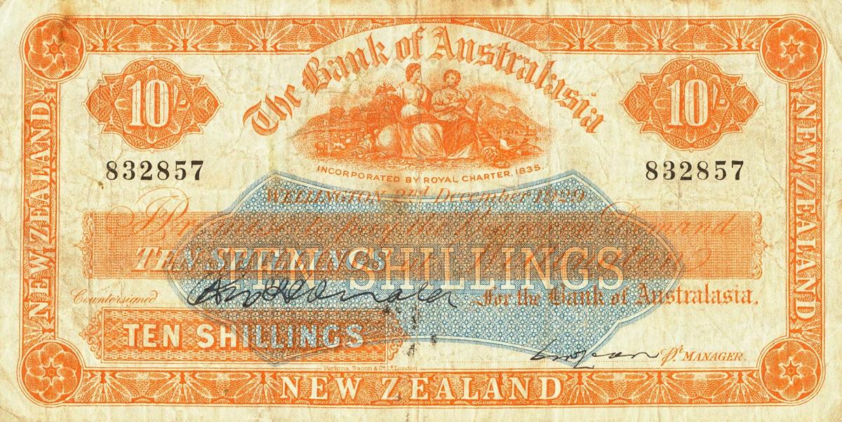 Front of New Zealand pS131: 10 Shillings from 1924