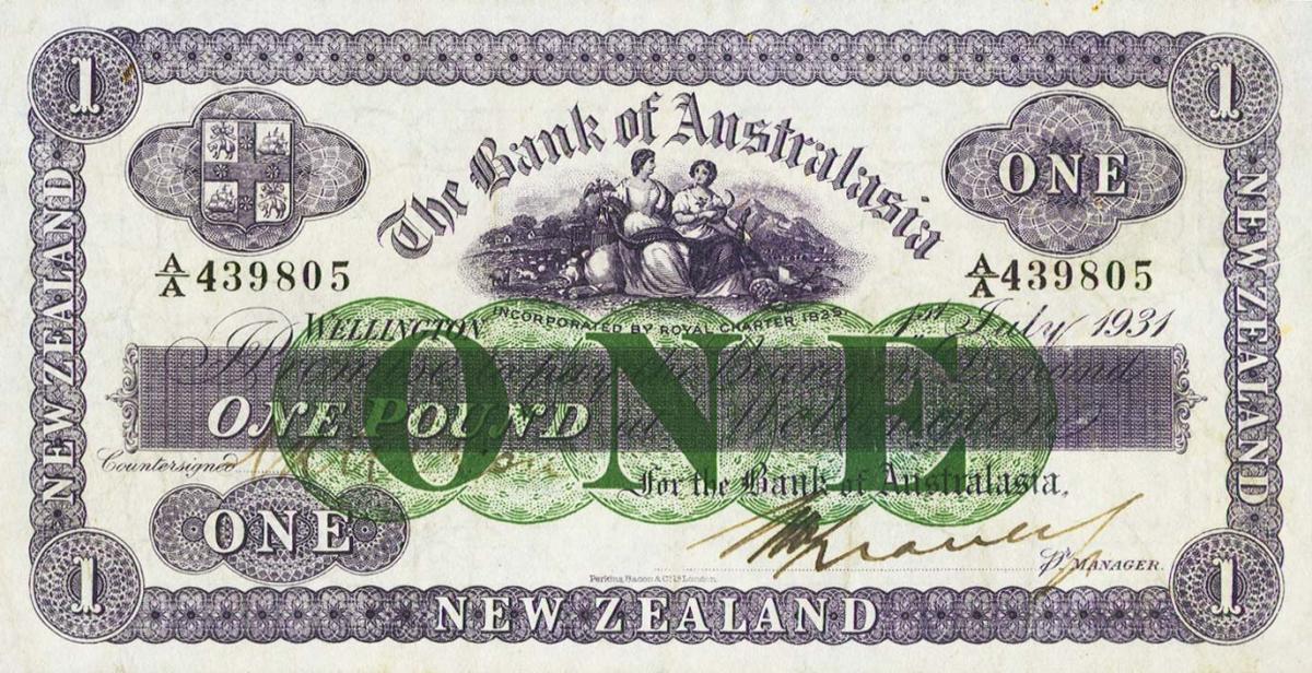 Front of New Zealand pS132: 1 Pound from 1923