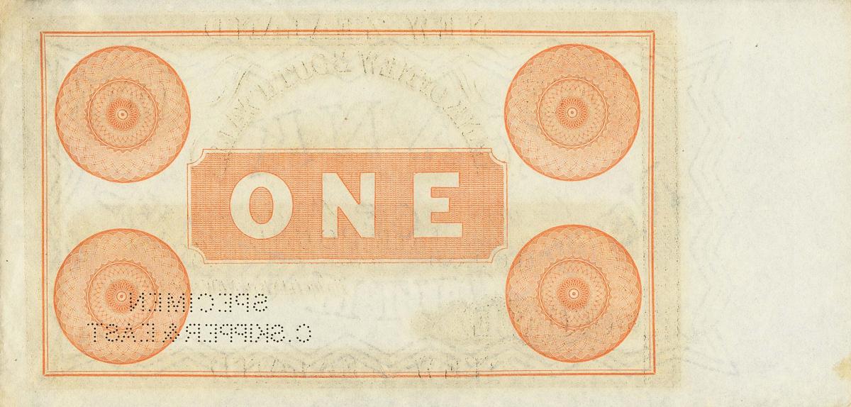 Back of New Zealand pS146b: 1 Pound from 1870
