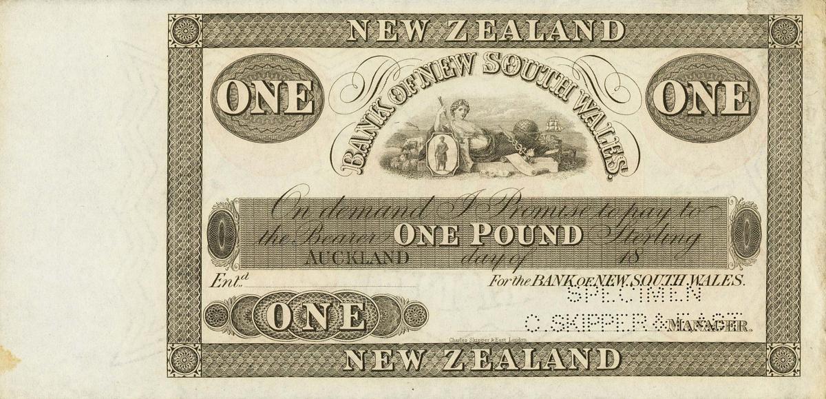 Front of New Zealand pS146b: 1 Pound from 1870