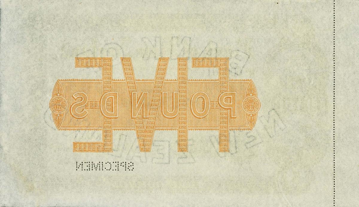 Back of New Zealand pS192m: 5 Pounds from 1903