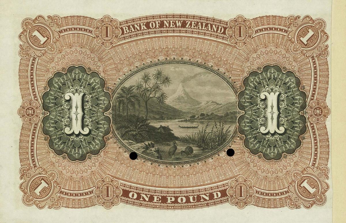 Back of New Zealand pS201ct: 1 Pound from 1880