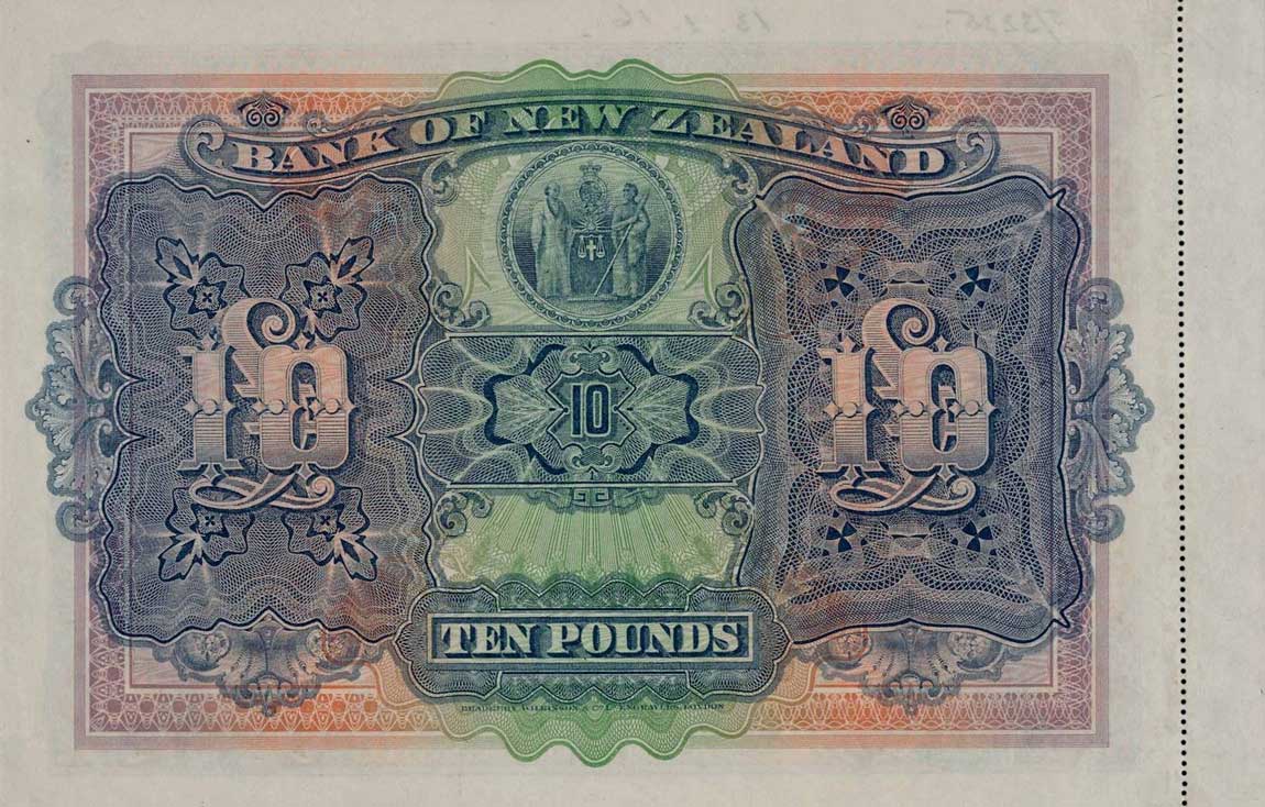 Back of New Zealand pS230s: 10 Pounds from 1919