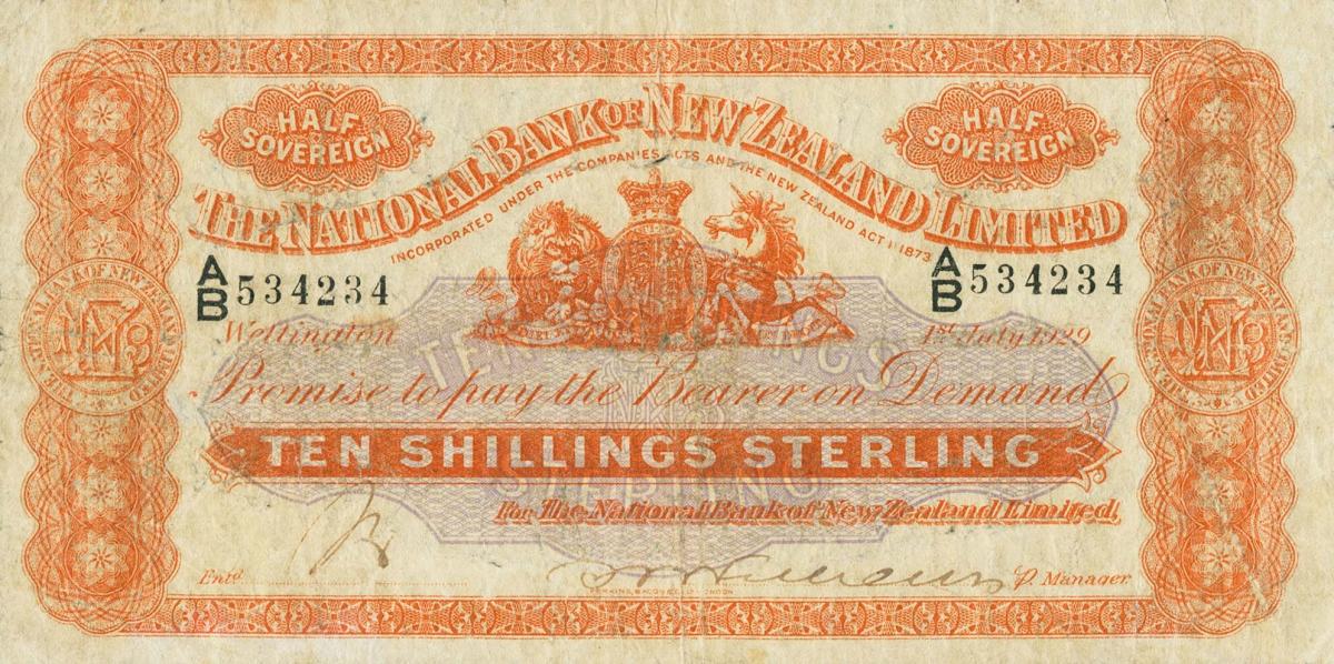 Front of New Zealand pS316: 10 Shillings from 1925